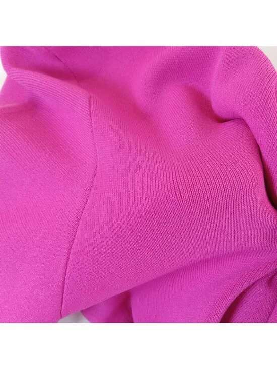 Michael Kors Women's Magenta Mock Neck Knit Sheath Dress Hot Pink LARGE Stretch - Picture 13 of 16